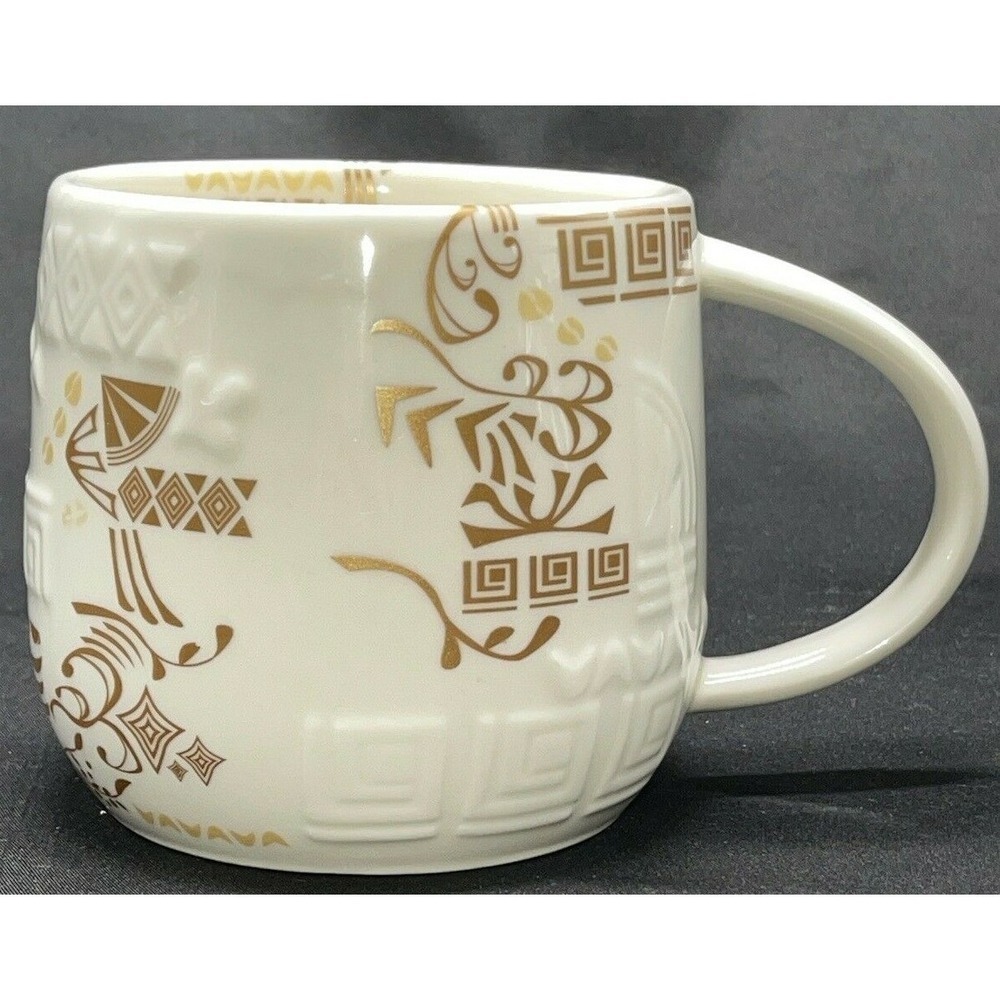Starbucks Coffee Cup White Ceramic  & Gold VAVA New Bone China 4" x 3 1/2"